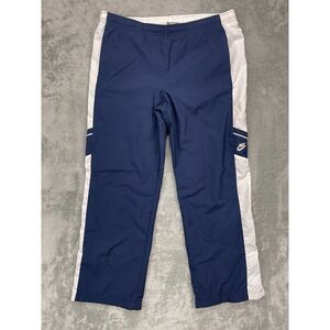 VTG Nike Youth Windbreaker Track Pants Large 14-16 Navy Lined‎ Ankle Zip Y2K